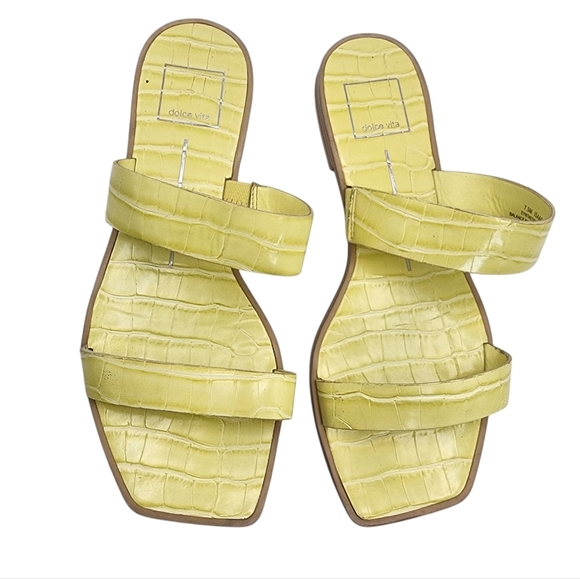Dolce Vita Isaac Yellow Croc-Embossed Slide Sandals Size 7.5 - Picture 2 of 7